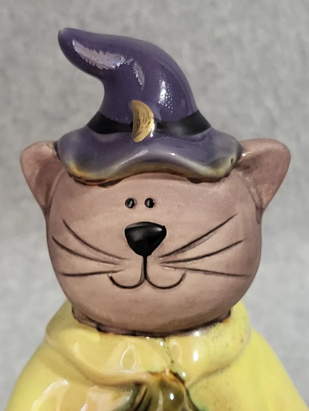 Vtg Tii Collections Witch Halloween Cat with Pumpkin Hat Ceramic Figurine Retro